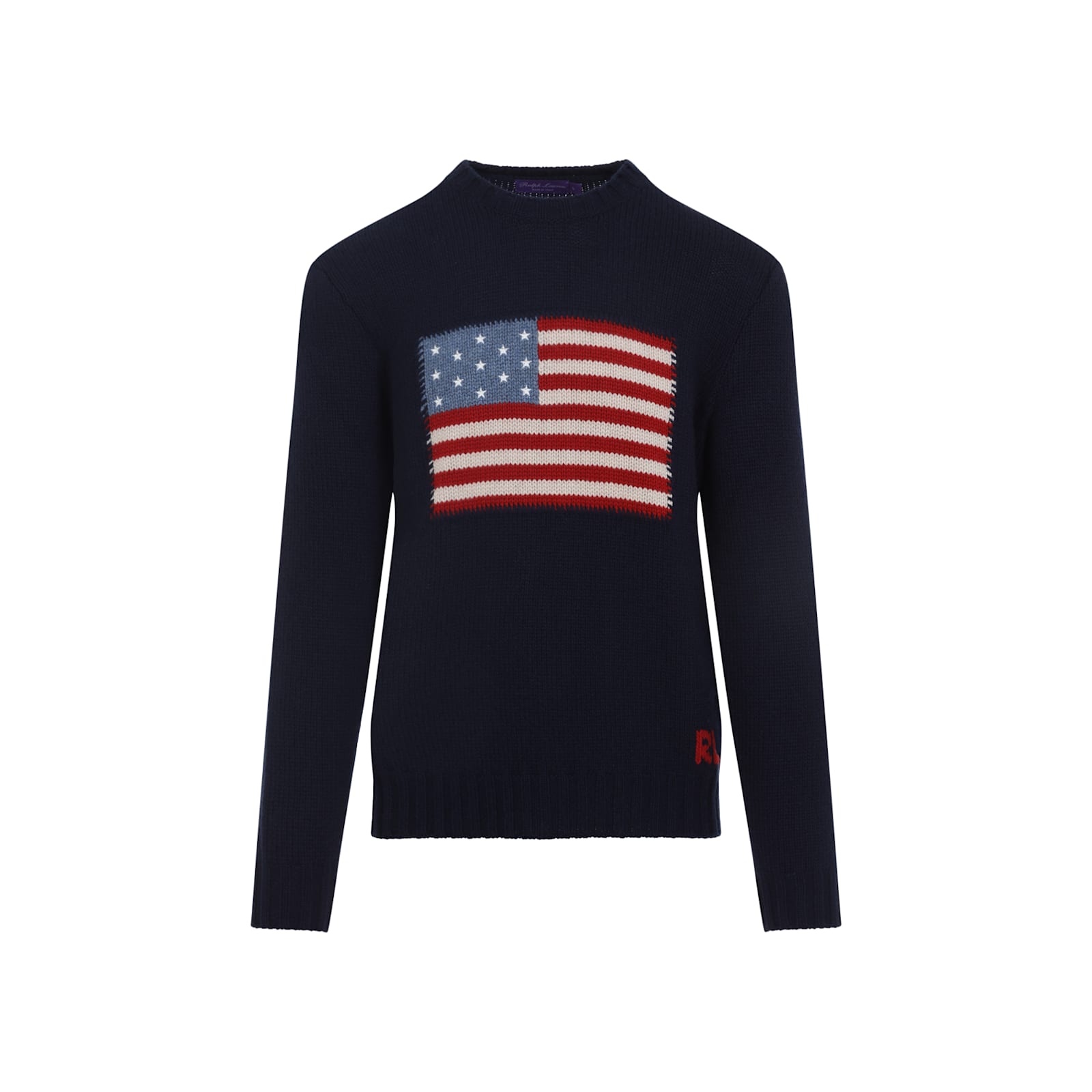 Ralph Lauren Flag Cashmere Knit Sweater In Blue