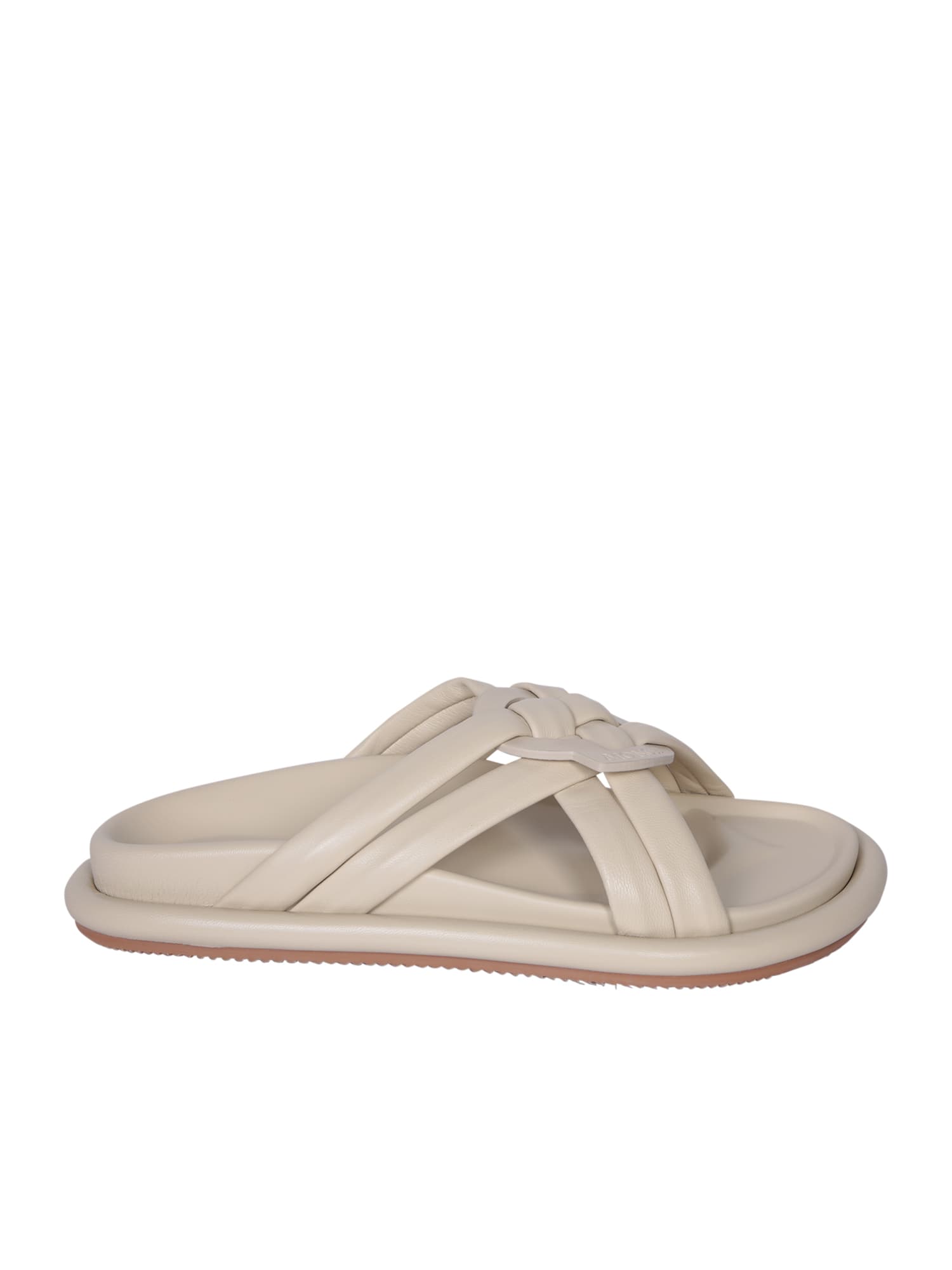 Shop Moncler Bell Soft Ivory Sandals In White