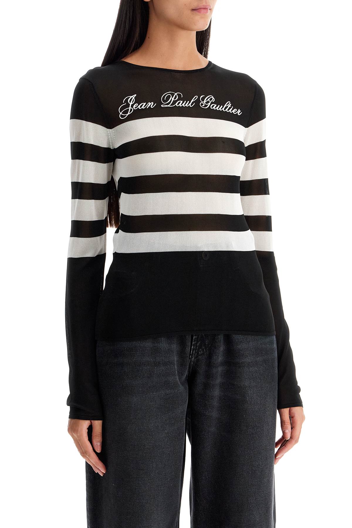 Shop Jean Paul Gaultier Lightweight Signature Striped Sailor In Black/white (black)