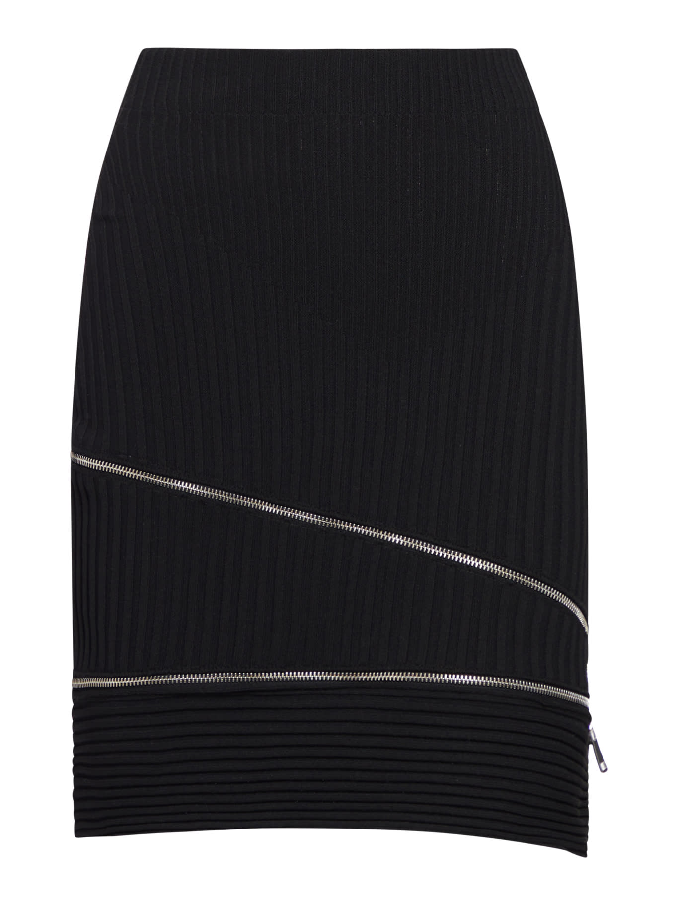 ANDREÄDAMO RIBBED KNIT MINI SKIRT WITH ZIP DETAILS