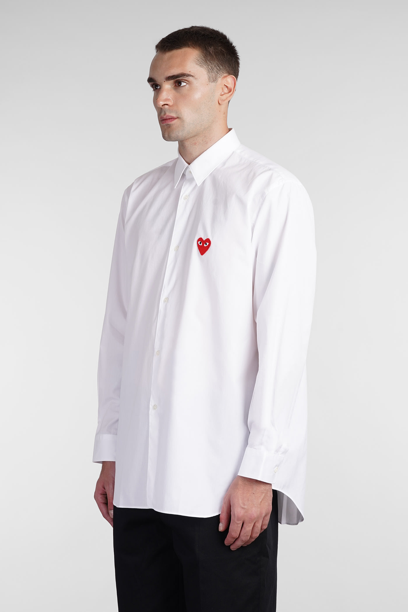 Shop Comme Des Garçons Play Shirt In White Cotton