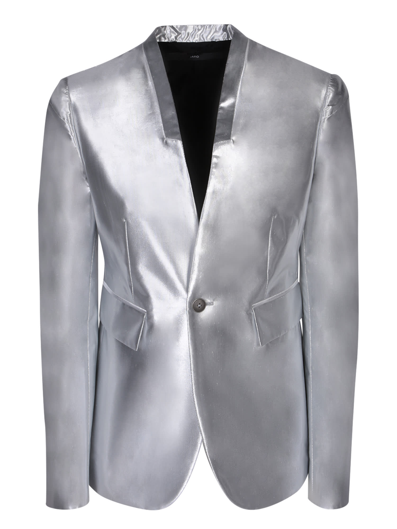 SAPIO SAPIO LUREX FABRIC JACKET IN SILVER