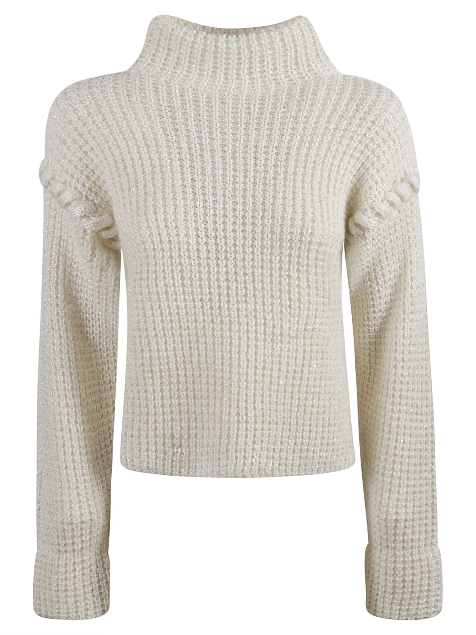 Shop Genny Rib Knit Sweater In Cream