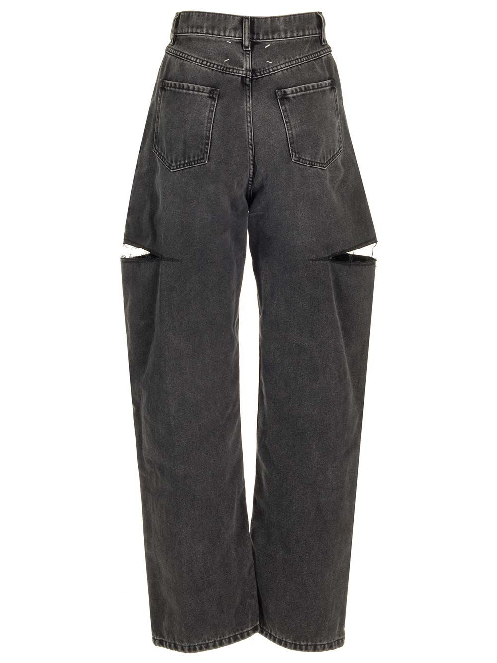 Maison Margiela High-waisted Black Denim Jeans With Relaxed Straight-leg Fit In Black
