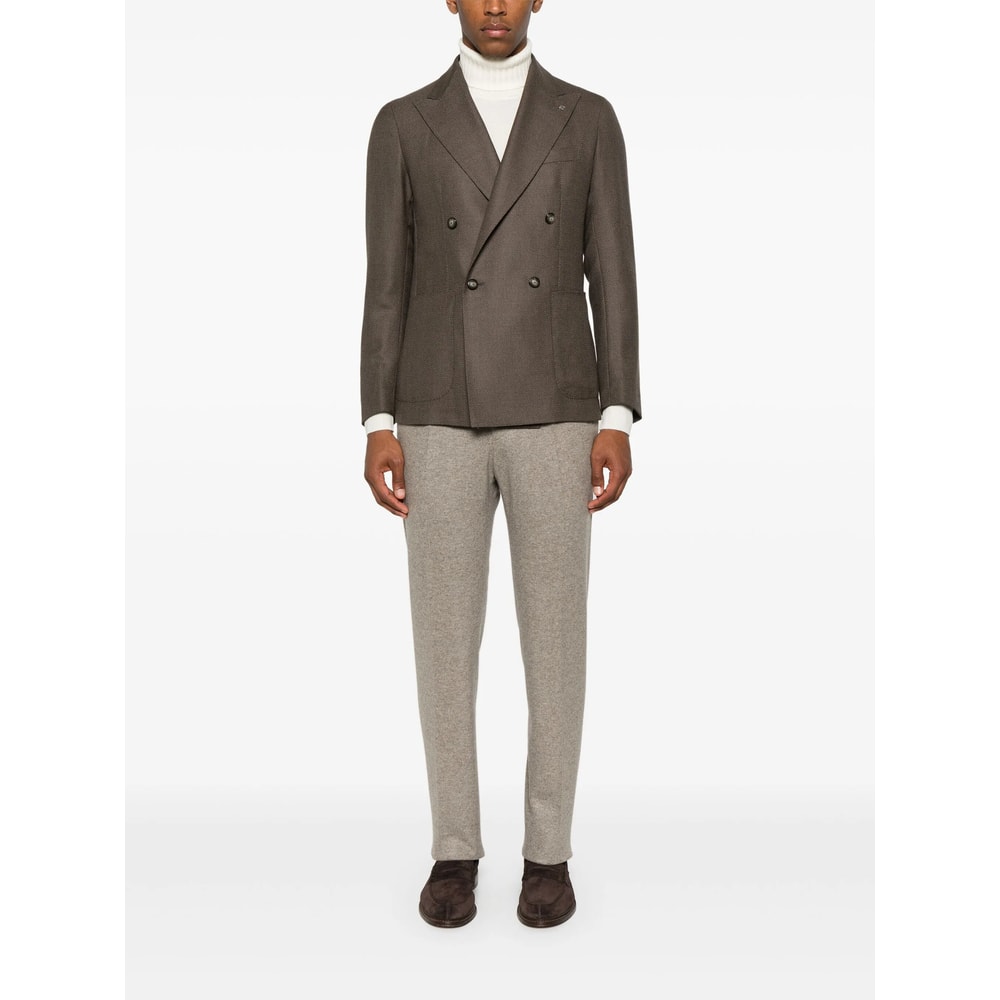 Tagliatore Double-breasted Blazer In Brown