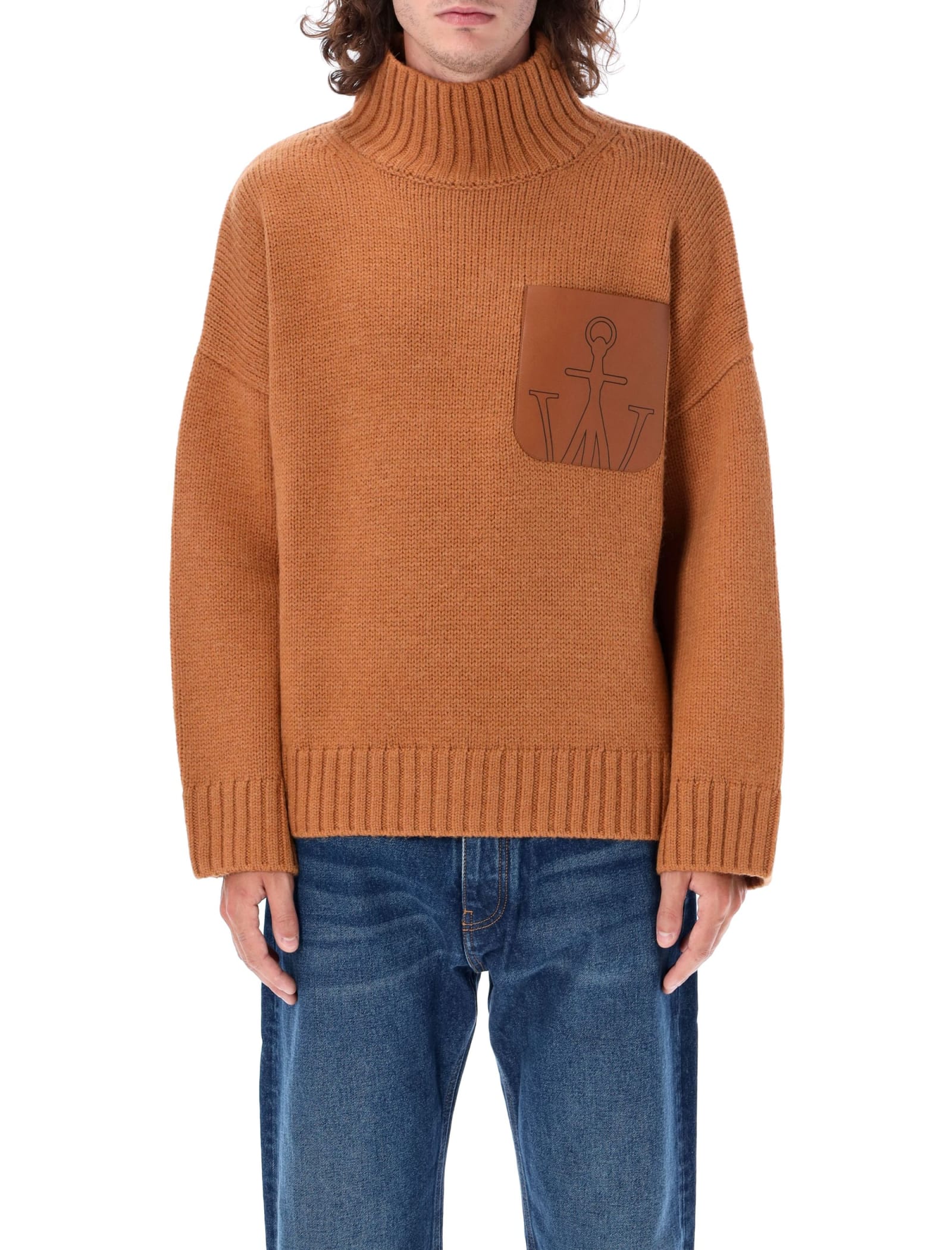 J.W. Anderson J. W. Anderson Leather Patchpocket High Neck Knit