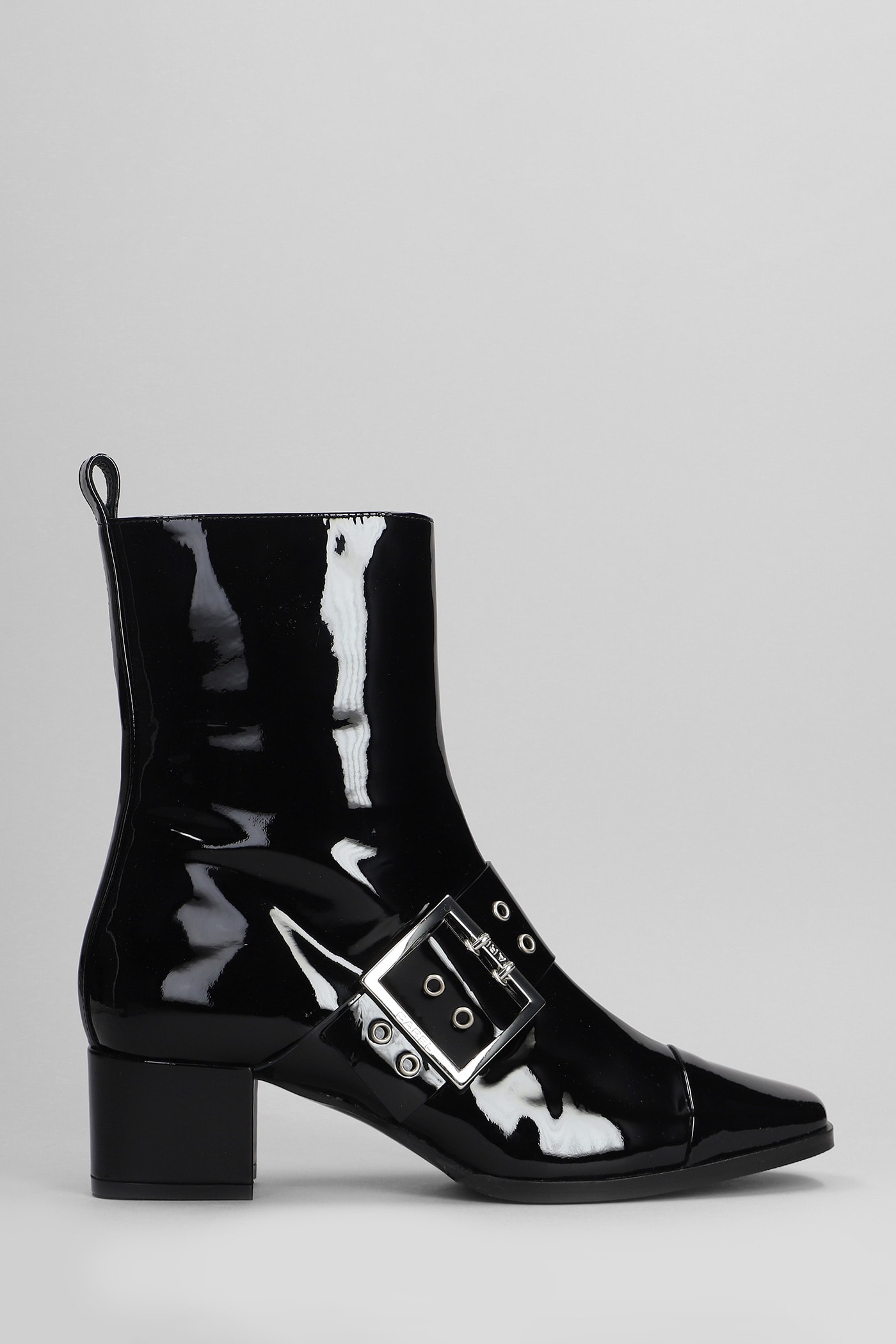 Carel Rock High Heels Ankle Boots In Black Patent Leather