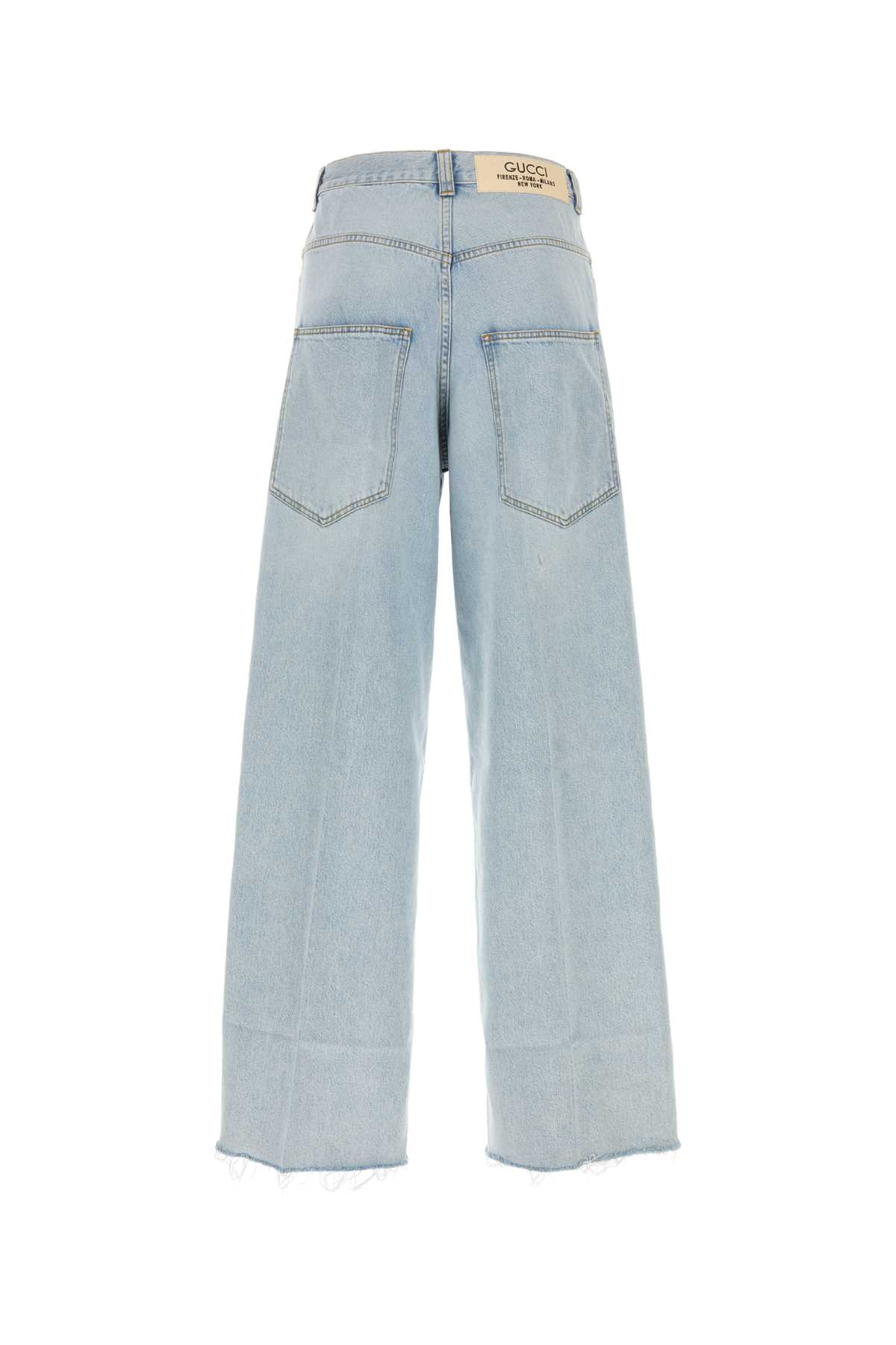 Gucci Denim Wide-leg Jeans In Lightblue
