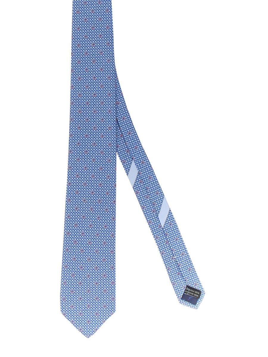 Shop Ferragamo Gancini Print Silk Tie In Blue