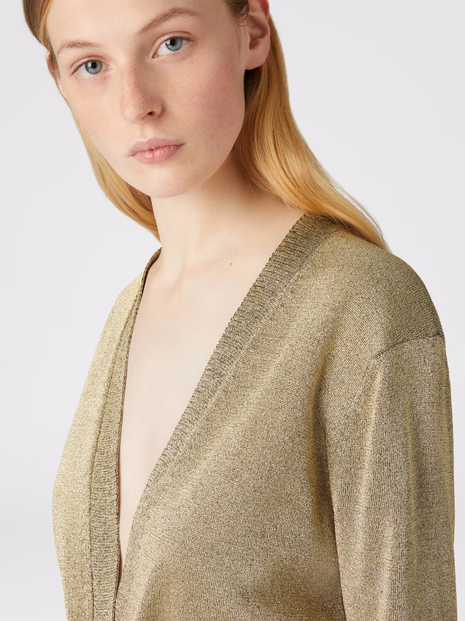 MISSONI GLITTER-EFFECT VISCOSE CARDIGAN WITH BELT 