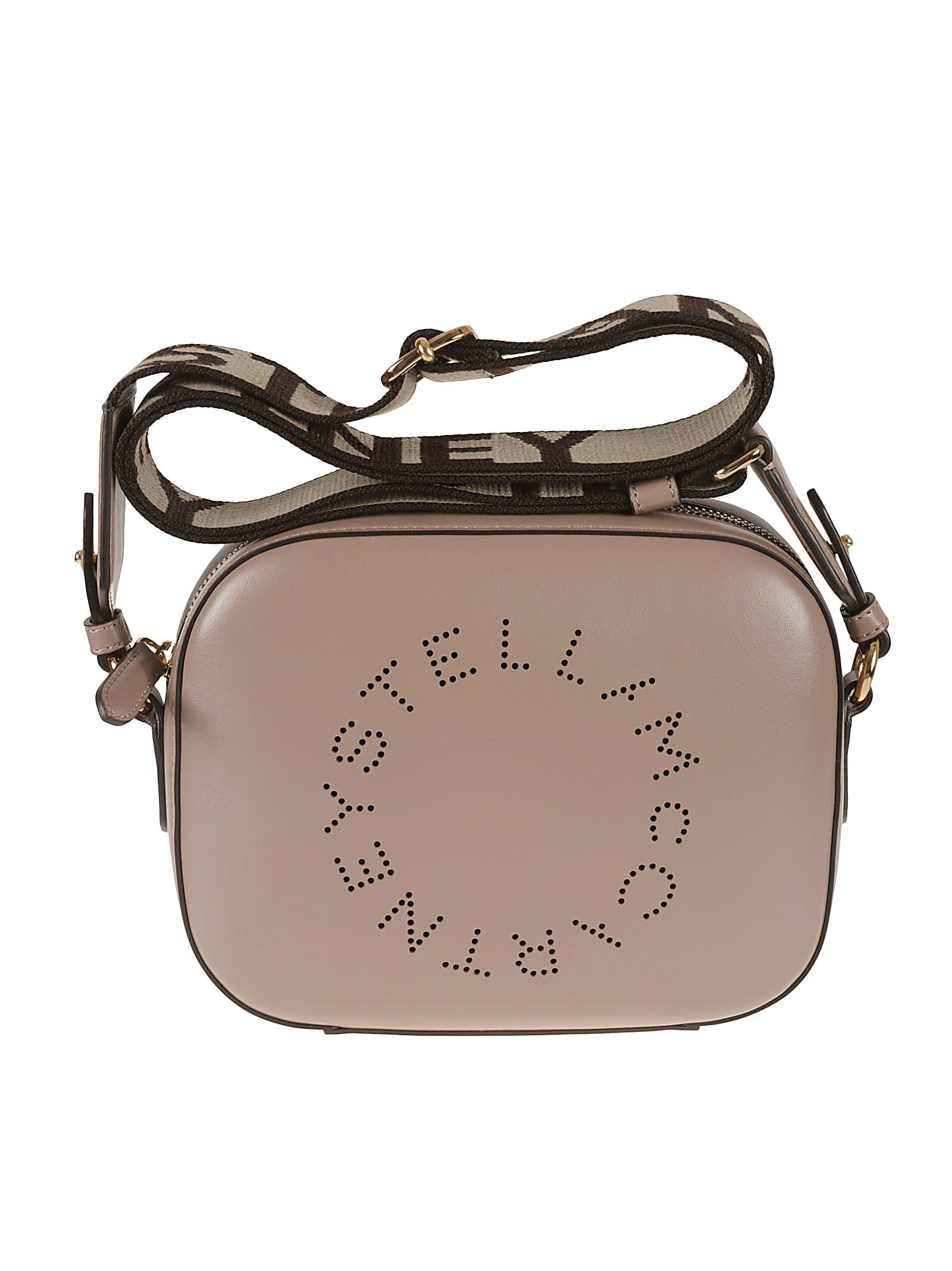 Stella Mccartney Perforated Stella Logo Camera Shoulder Bag In Pink