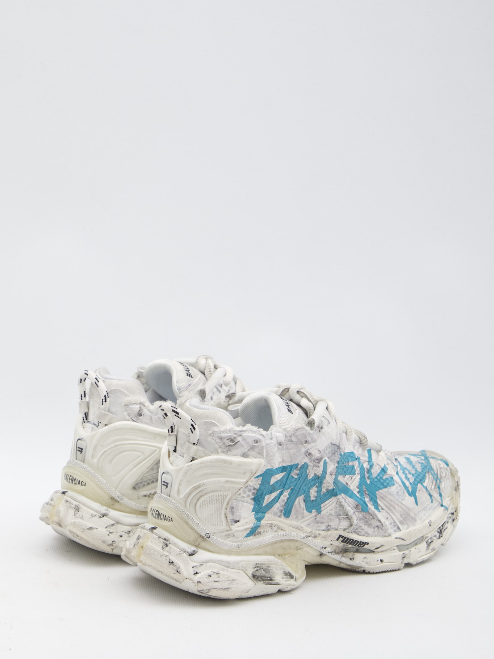 Shop Balenciaga Runner Graffiti Sneakers In White