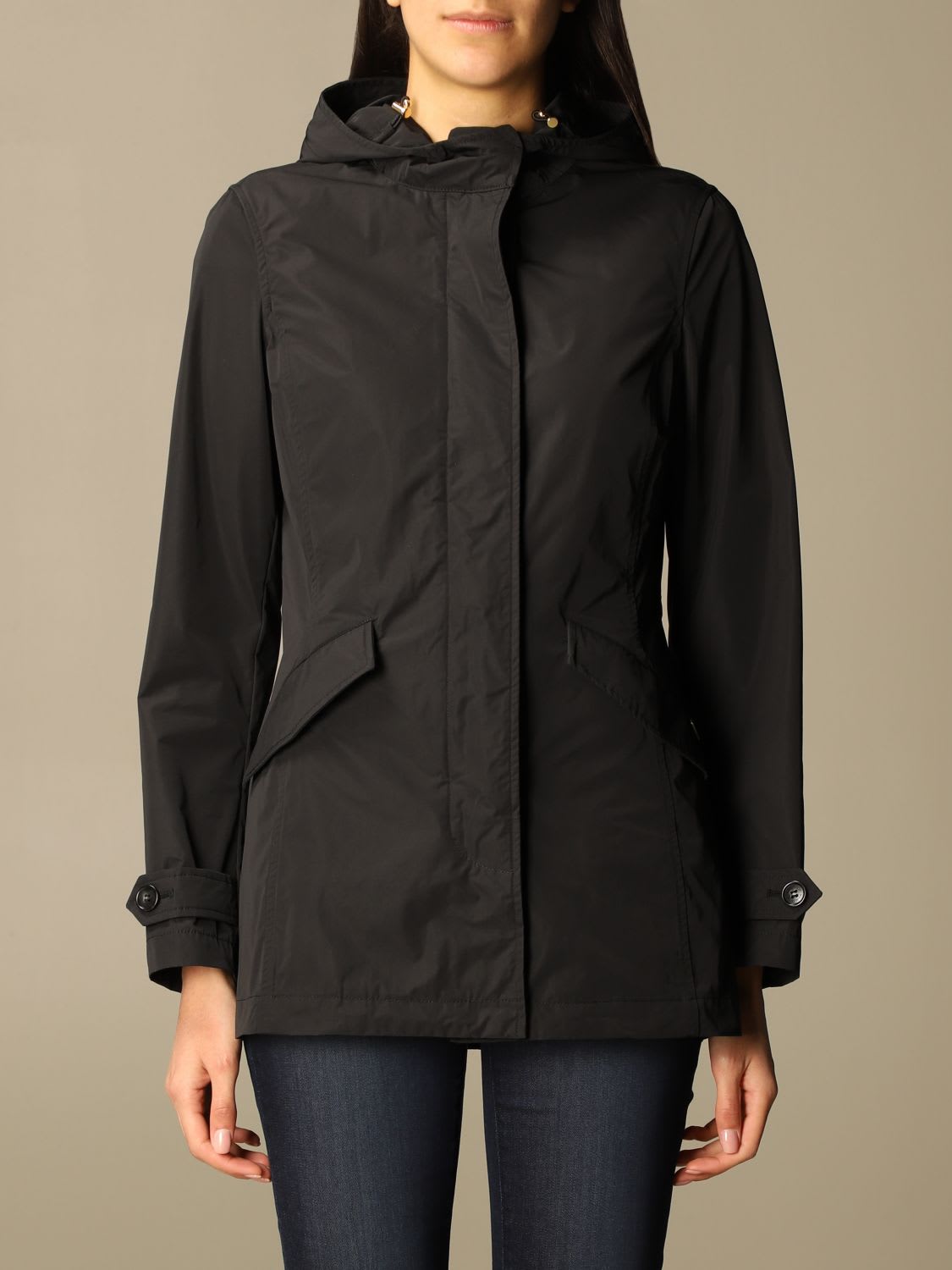 Woolrich Jacket In Technical Fabric In Black
