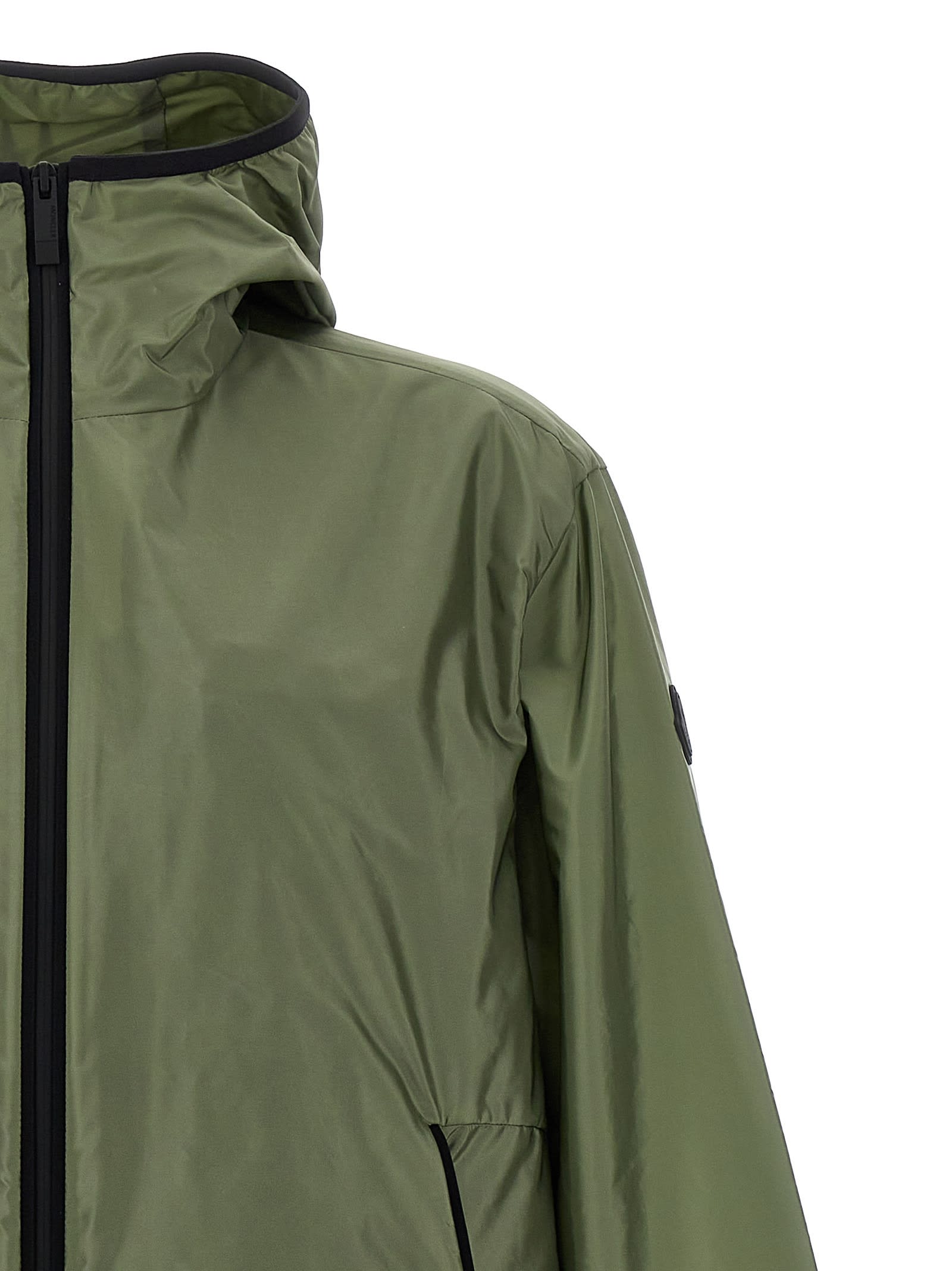 Moncler 'granier' Raincoat With Hood And Pockets In Green