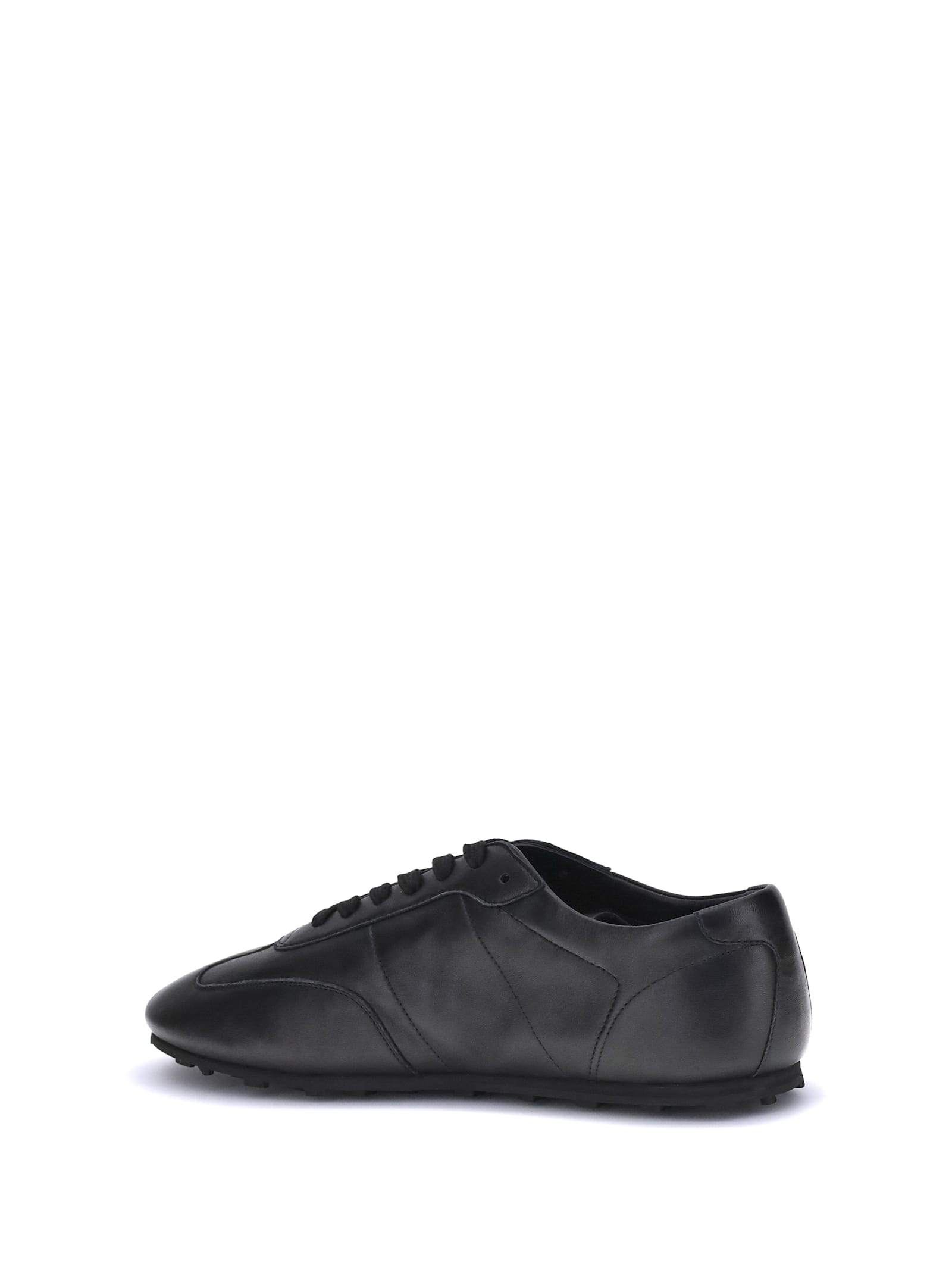 Marni Leather Low-top Sneakers And Contrasting Sole In Black