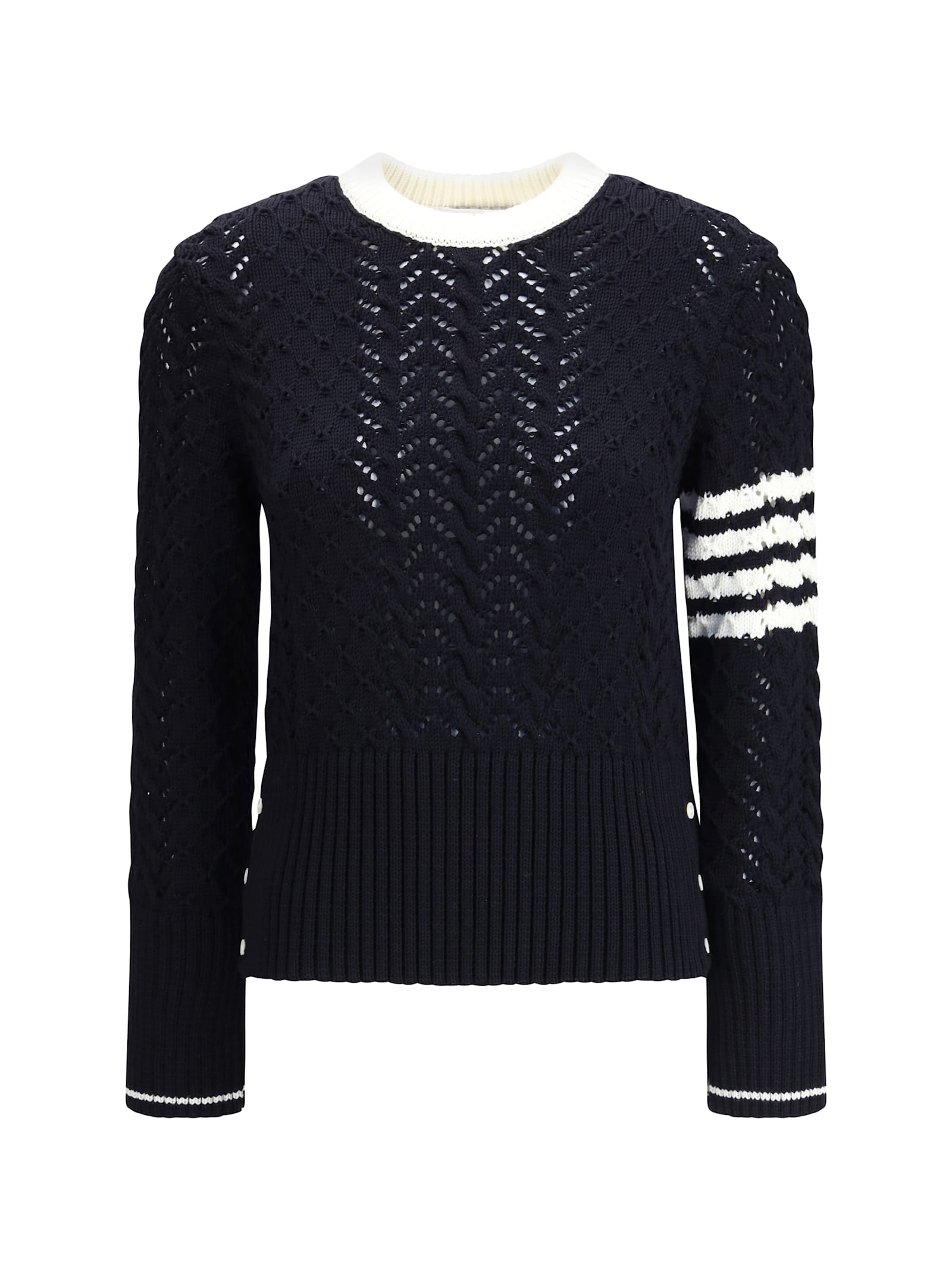 Thom Browne Cable-knit Pointelle-stitch Jumpers In Blue