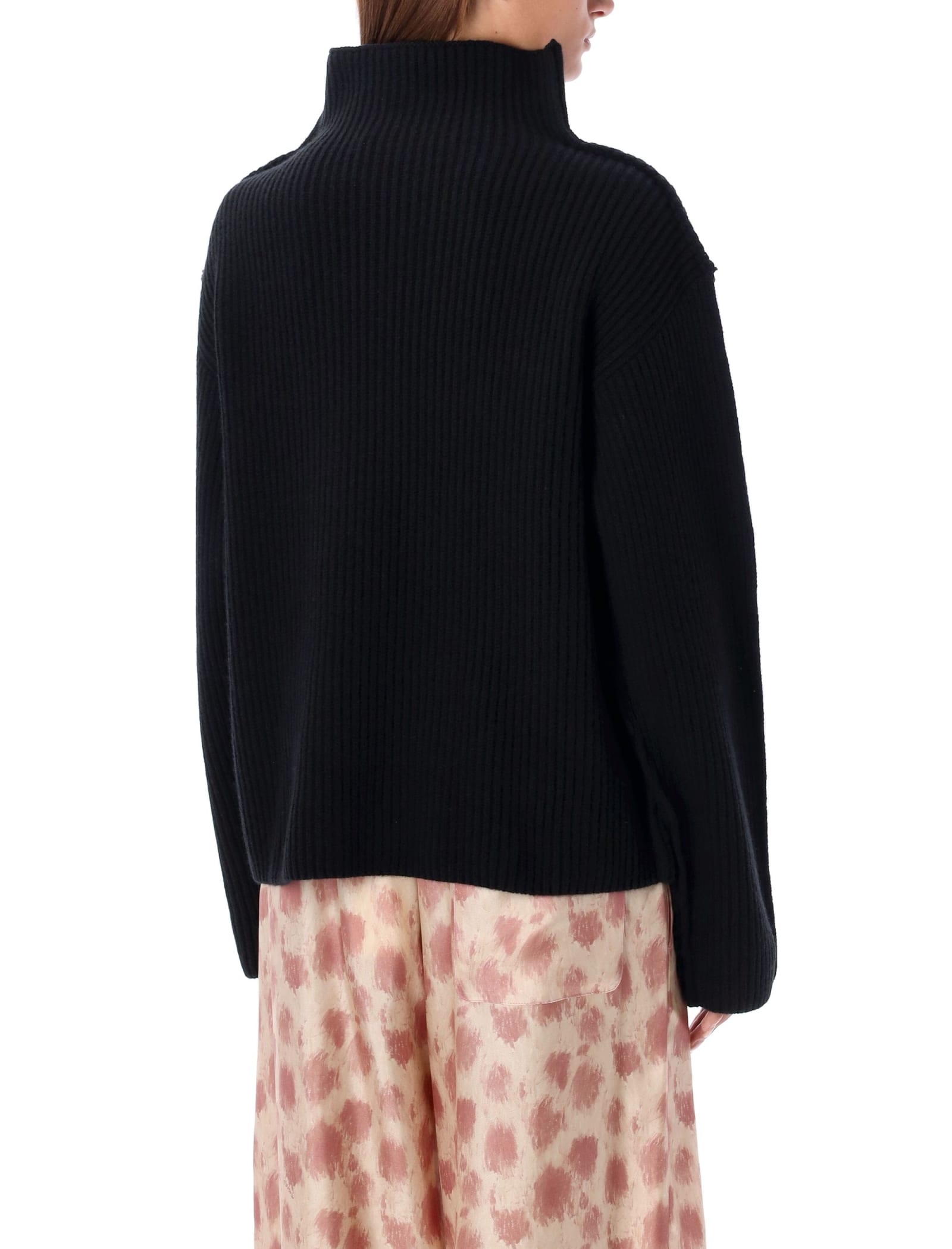 Shop Marni High Neck Sweater In Black