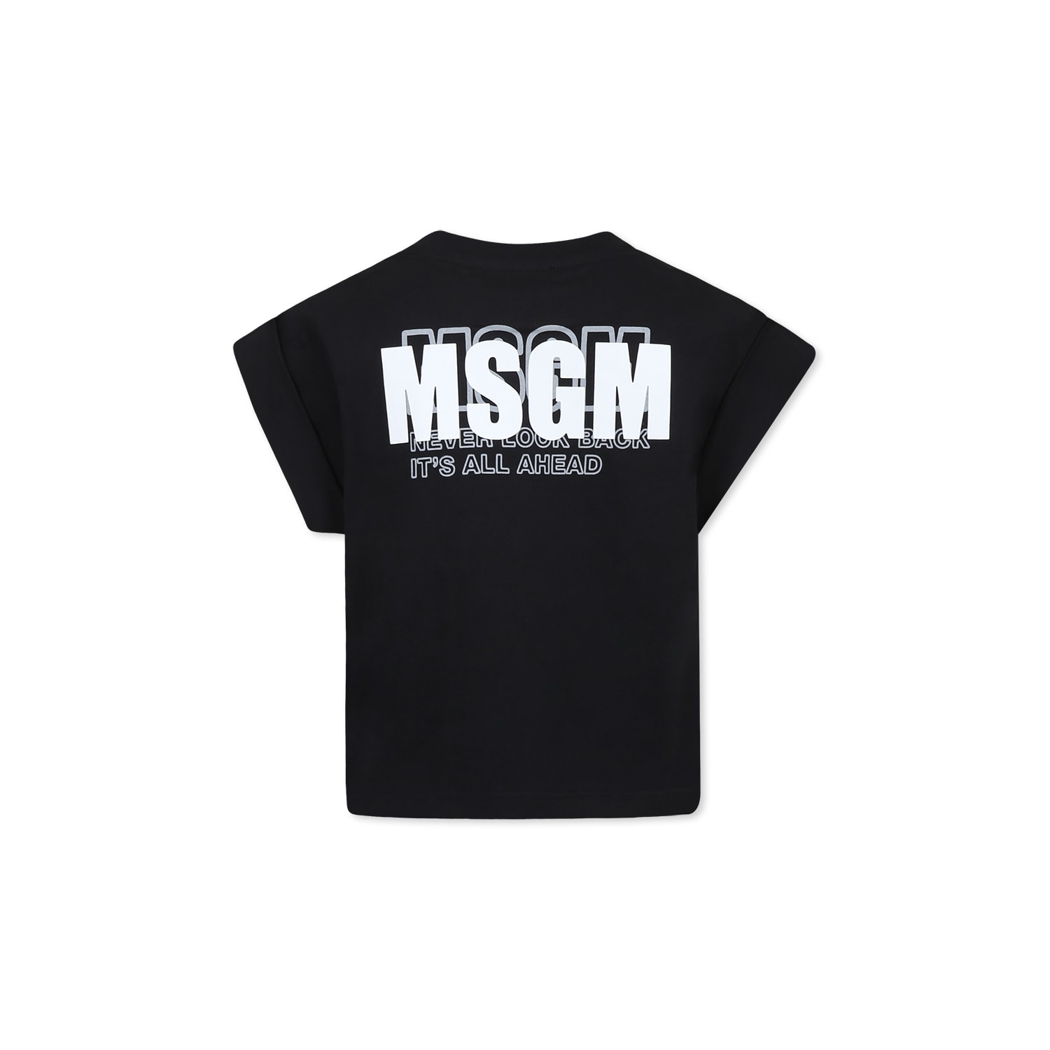 Msgm Black T-shirt For Girl With Logo In Black