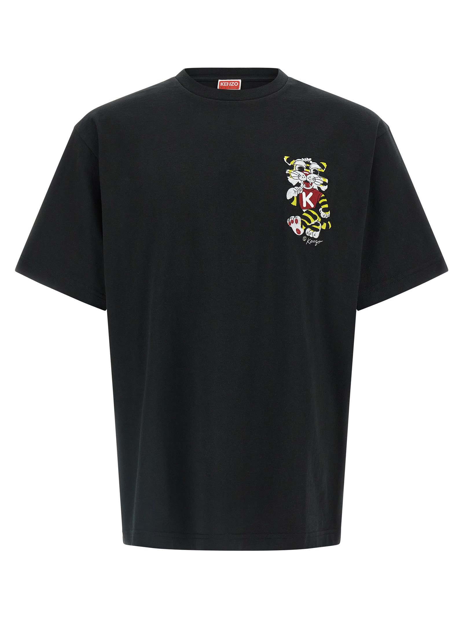 Kenzo Wild Tiger Embroidered T-shirt In Black
