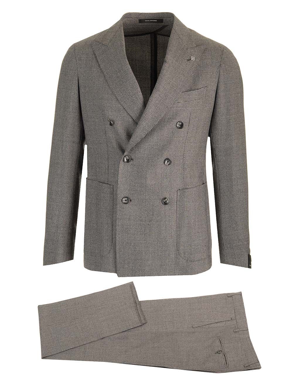 Shop Tagliatore Montecarlo Prince Of Wales Suit In Super 110s Wool In Grey