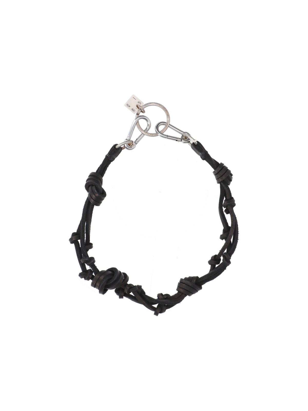 Shop Guidi Knotted Keyring In Black