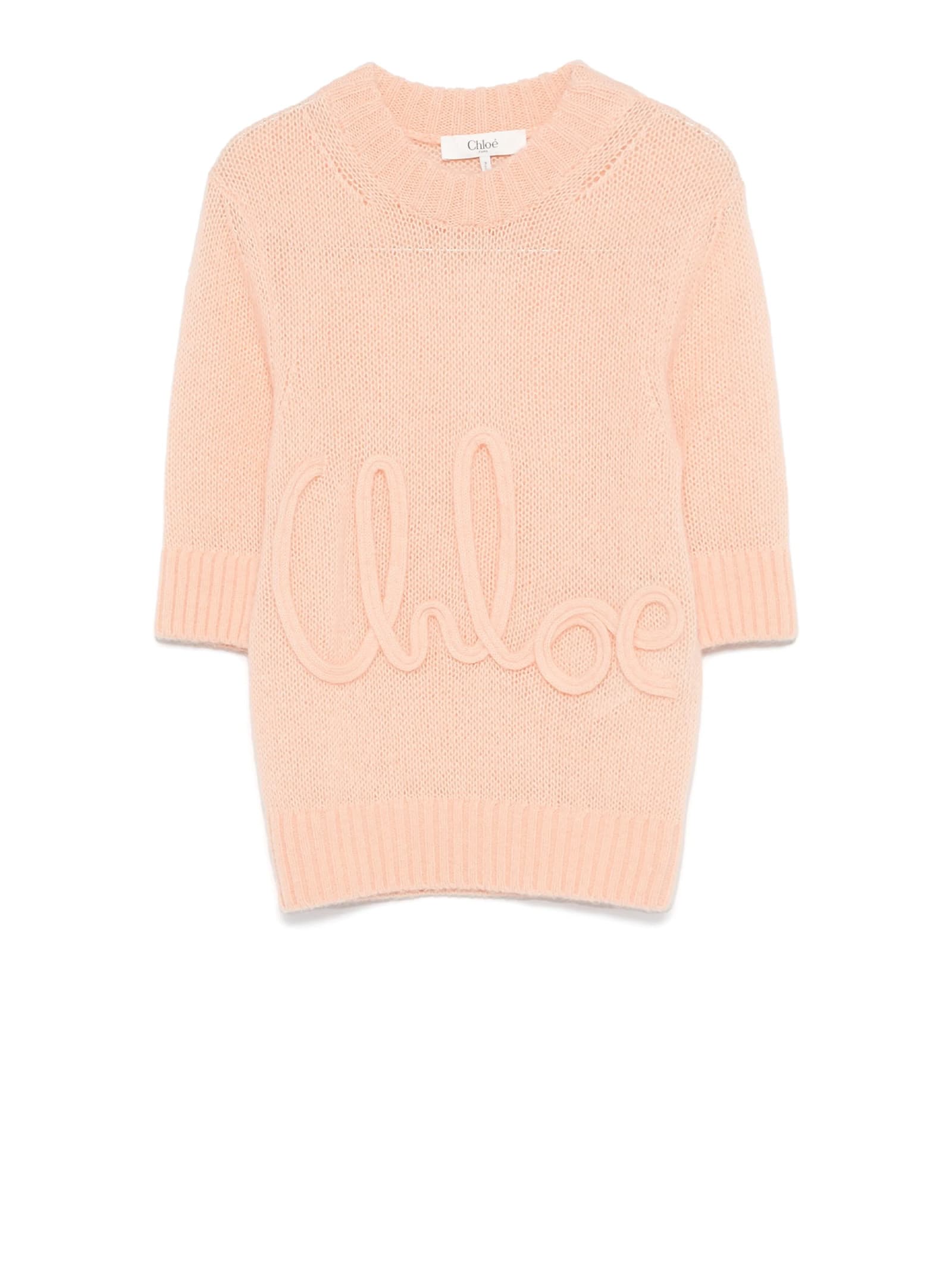 Chloé Wool And Silk Logo-applique Top In Orange