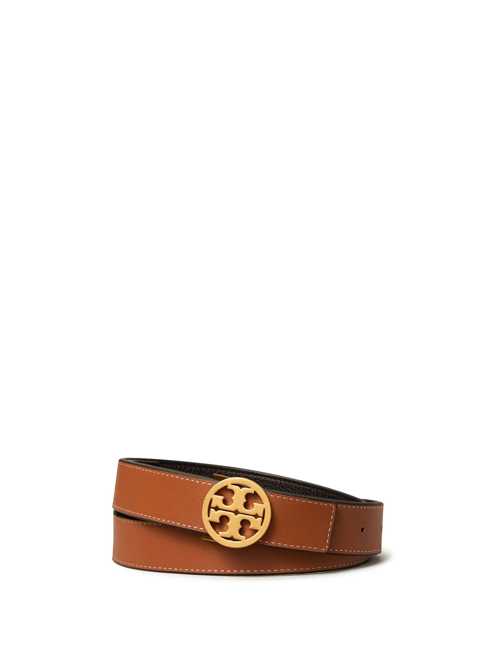 Shop Tory Burch Belt Miller Reversible In Black Classic Cuoio Gold