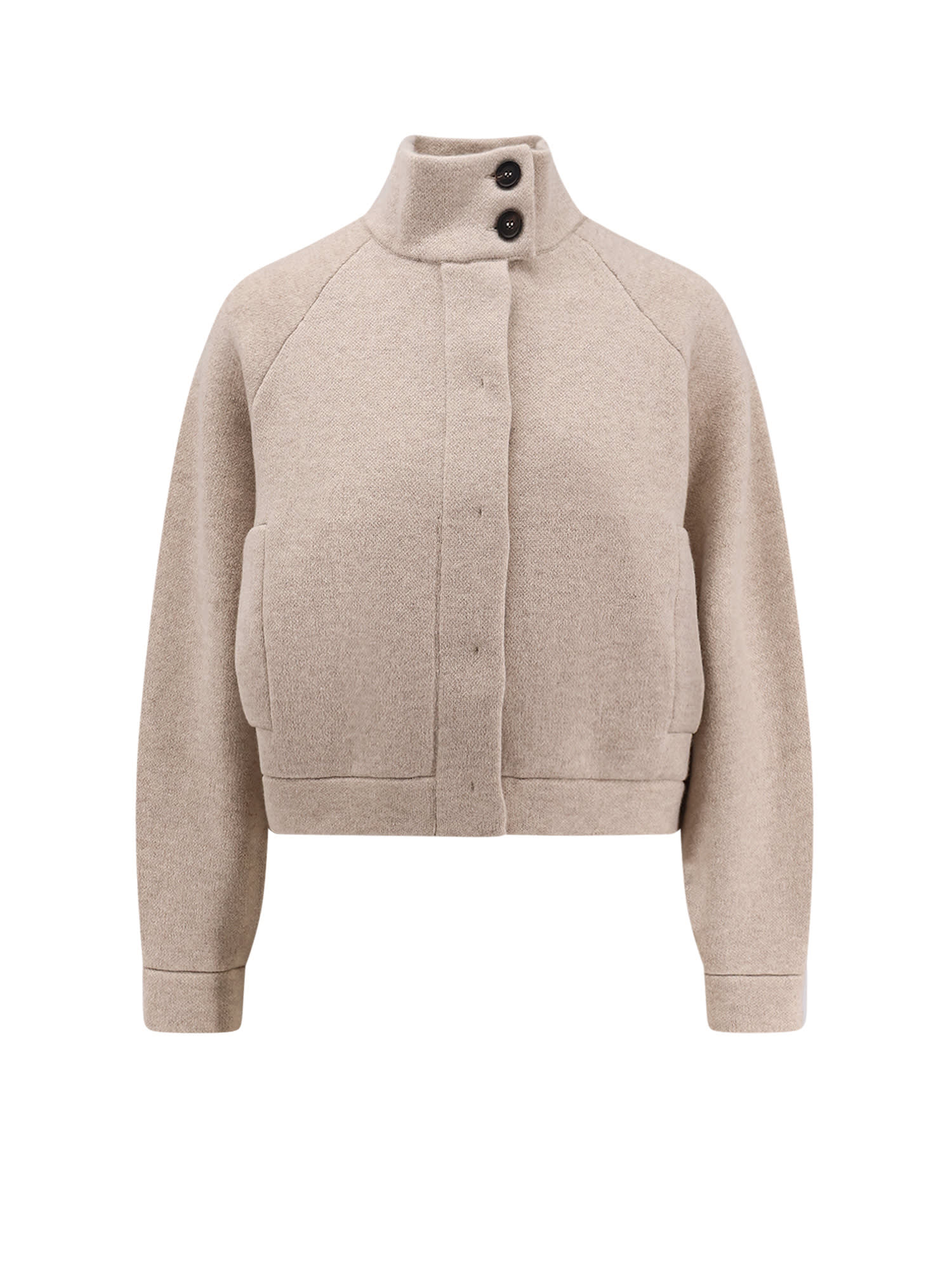 Brunello Cucinelli Cashmere Cardigan With Monili In Sand