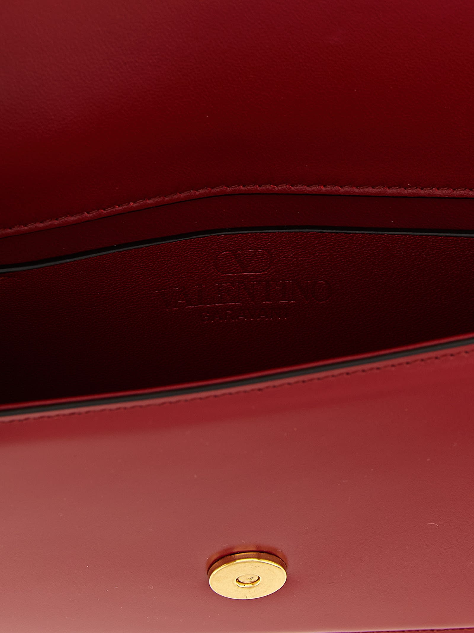 Valentino Crossbody Bags With Gold-tone Hardware And Chain Strap In Red