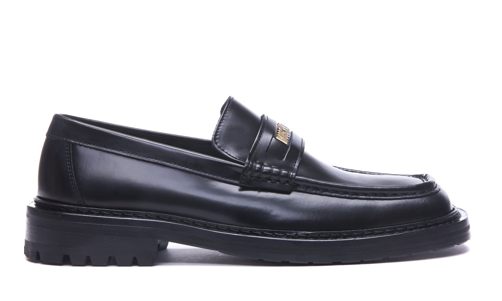Moschino Logo Loafers In Black
