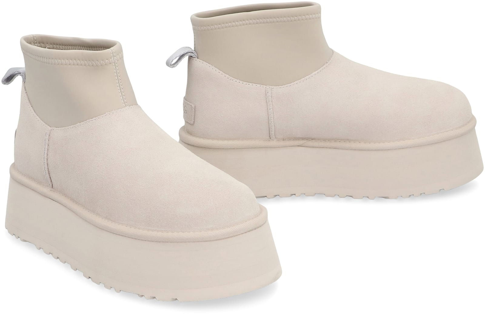 Ugg Classic Mini Dipper Puffer Suede Ankle Boots In White