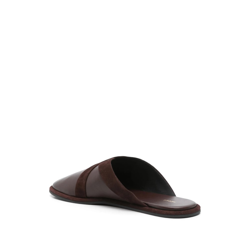 Neous Leather Atik Slides In Brown