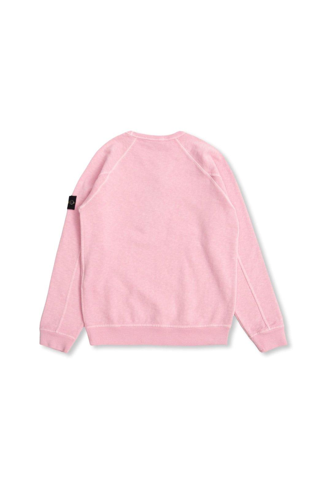Shop Stone Island Compass-patch Crewneck Sweatshirt In Pink