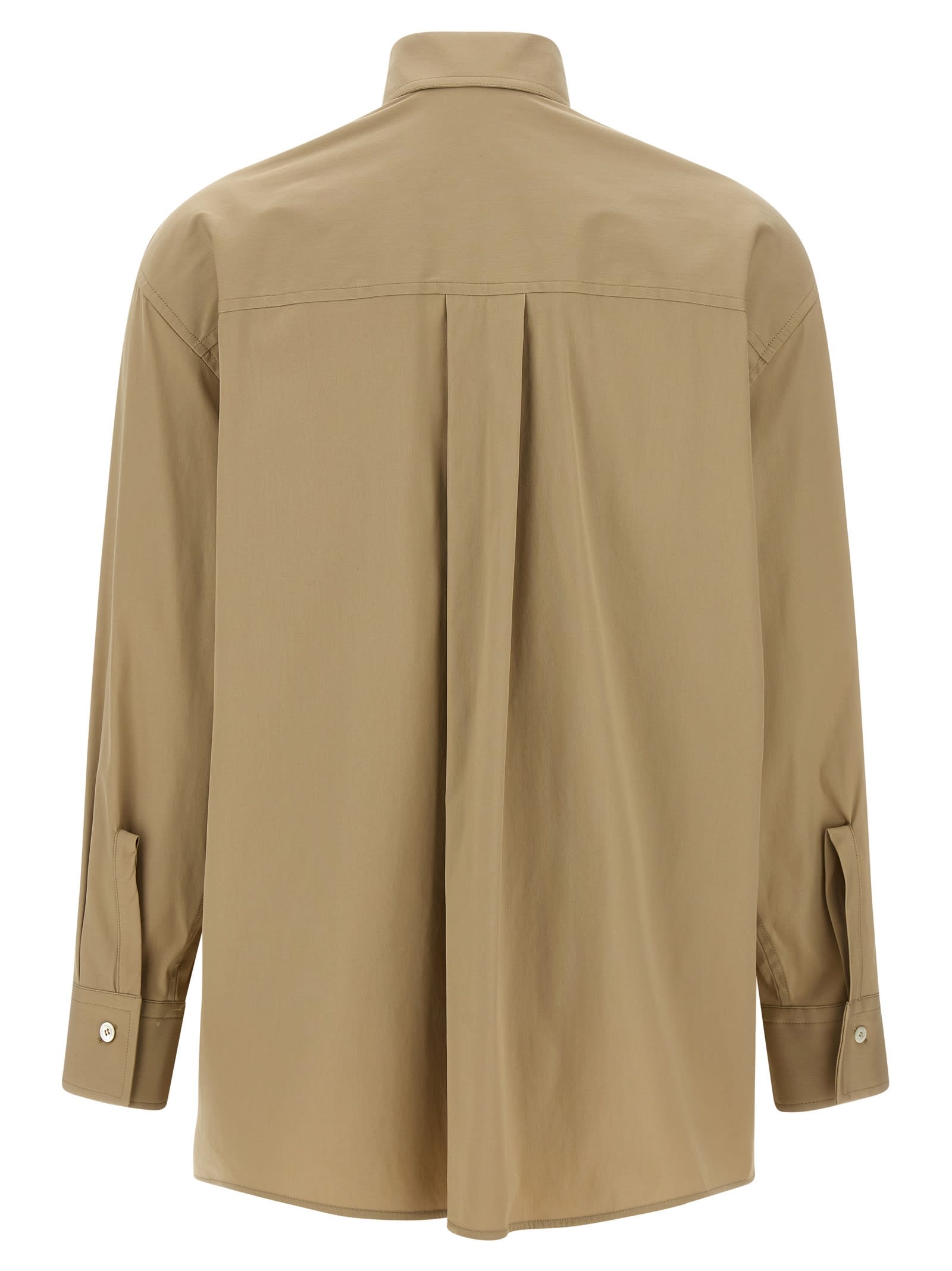 Ferragamo Long Sleeves Panel Shirt In Brown