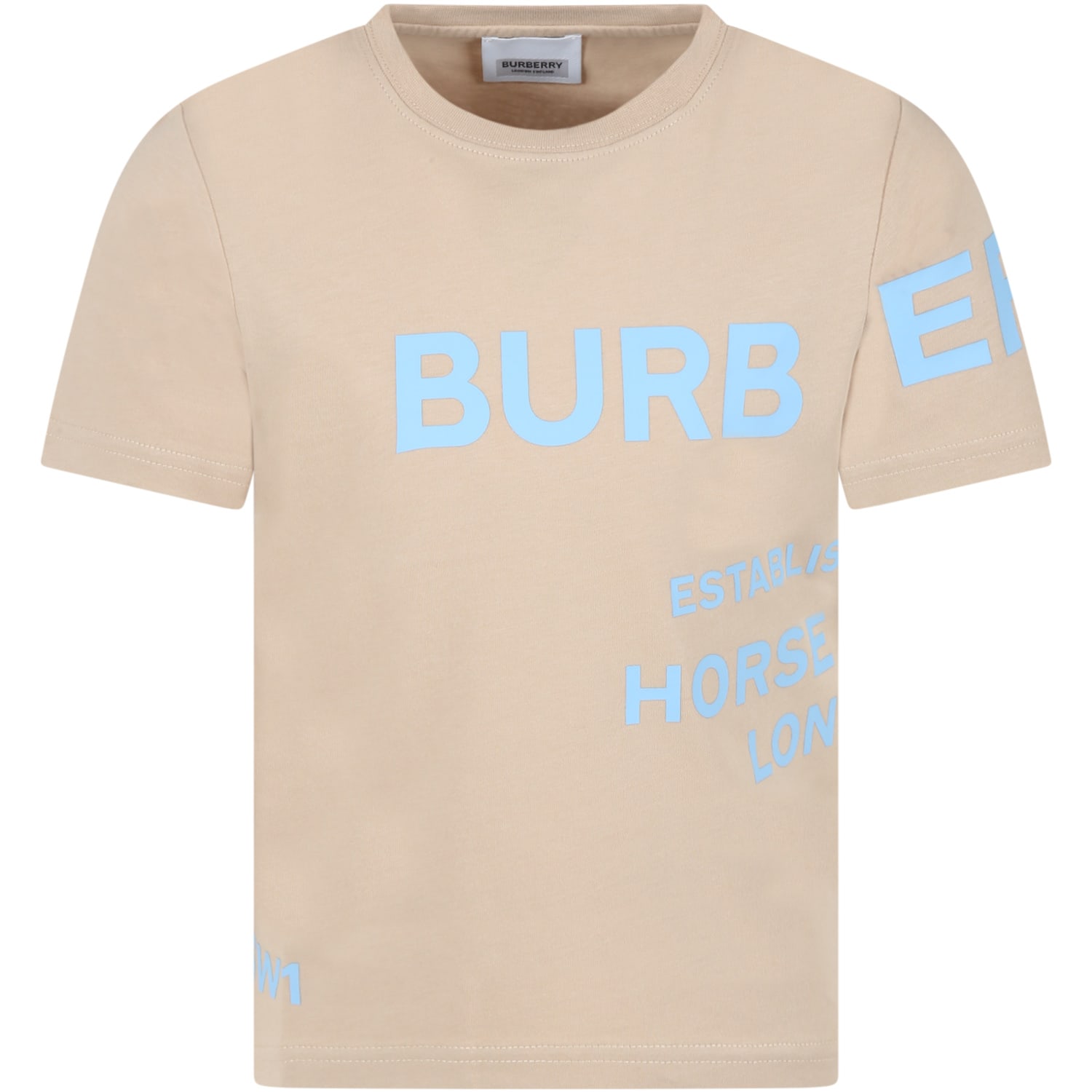 Burberry Beige T-shirt For Kids With Logo