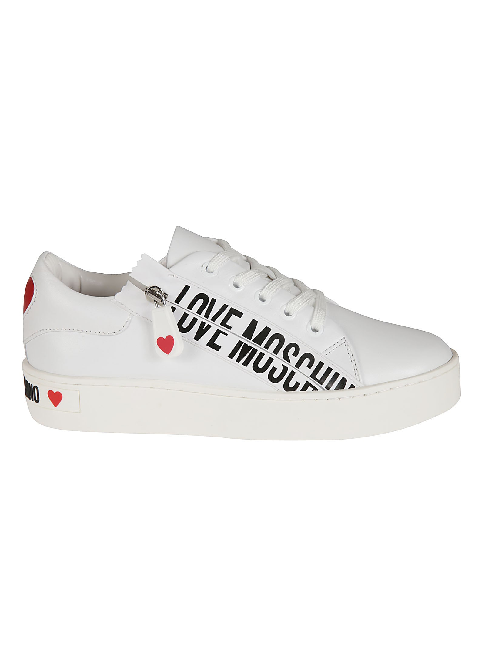 Buy Love Moschino Side Zipped Logo Print Sneakers online, shop Love Moschino shoes with free shipping
