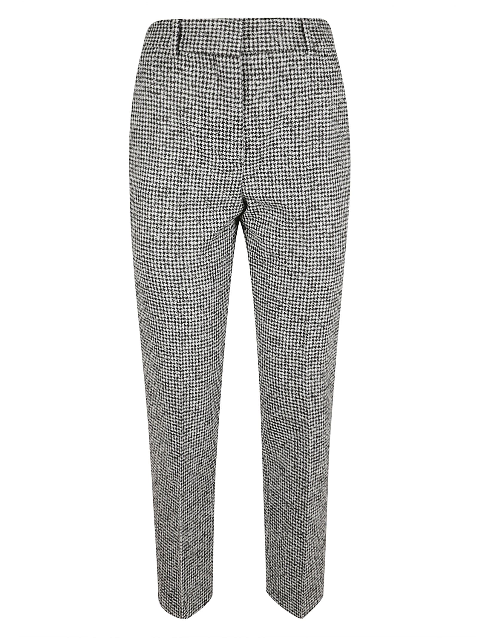 Ermanno Scervino Trousers In Houndstooth Wool Blend In Black