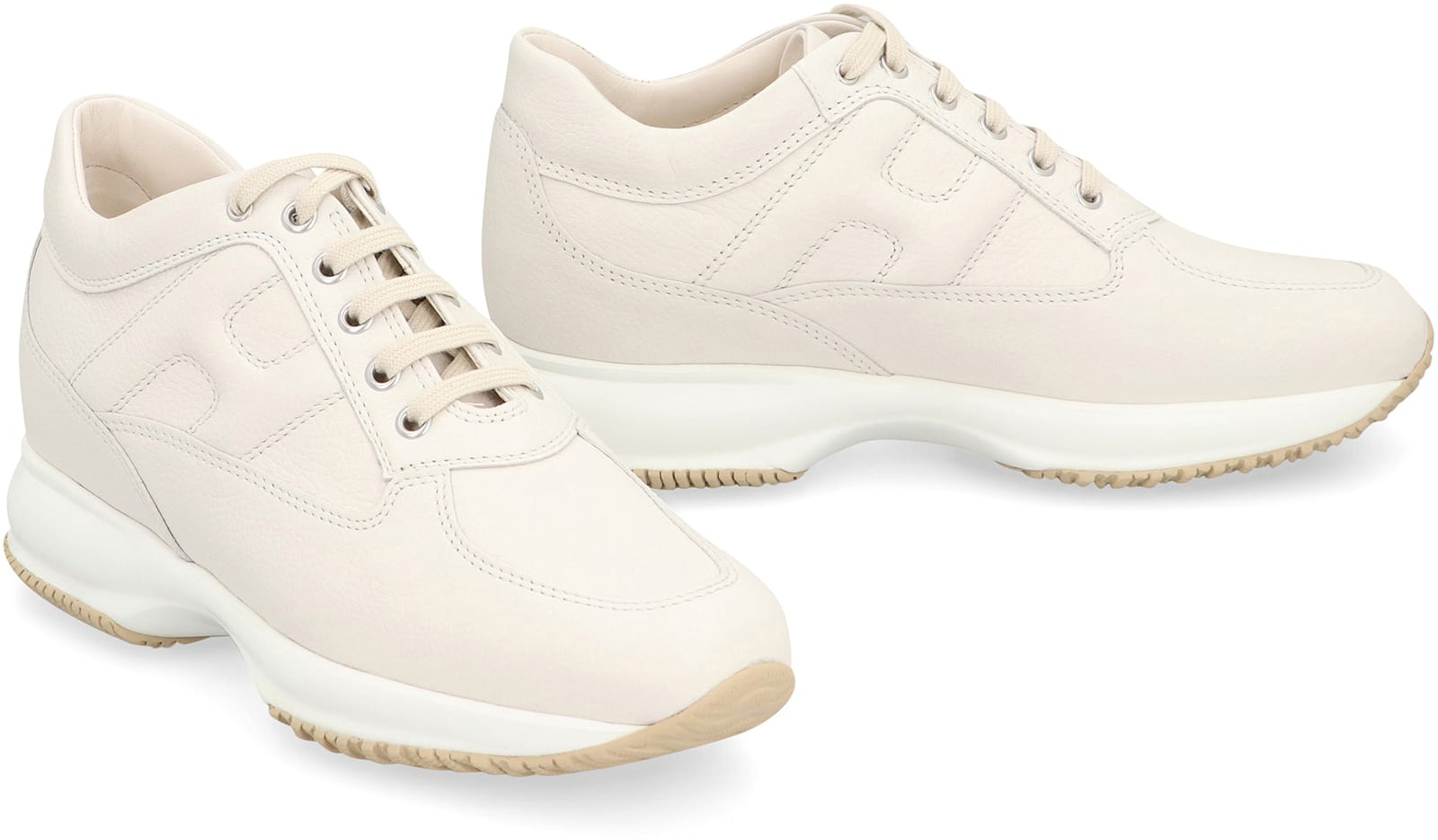 Hogan Interactive Woman Sneakers Light Grey Size 8 Leather In White