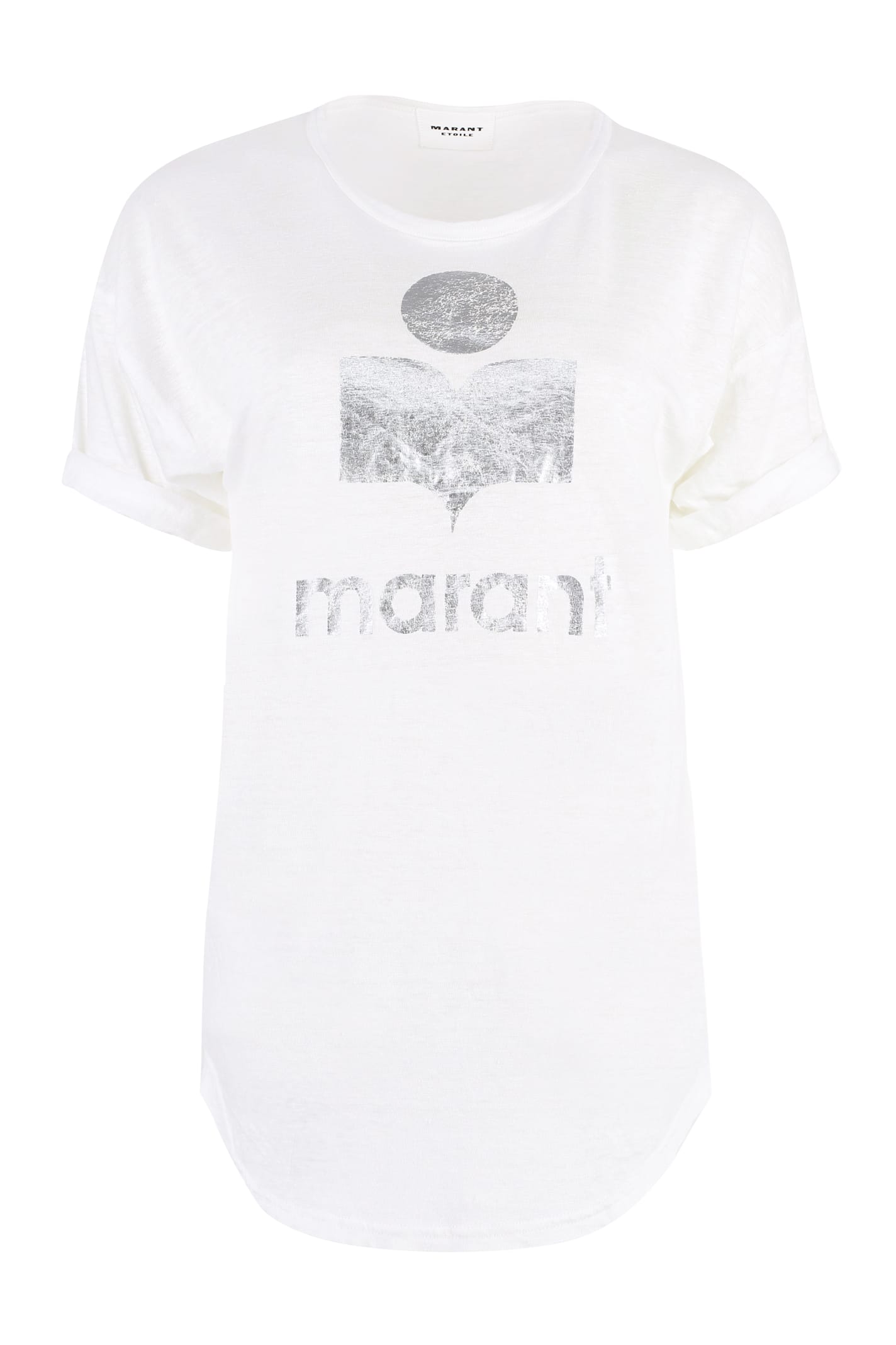 Isabel Marant Étoile Isabel Marant Etoile Koldi Logo Print Linen T-shirt In White