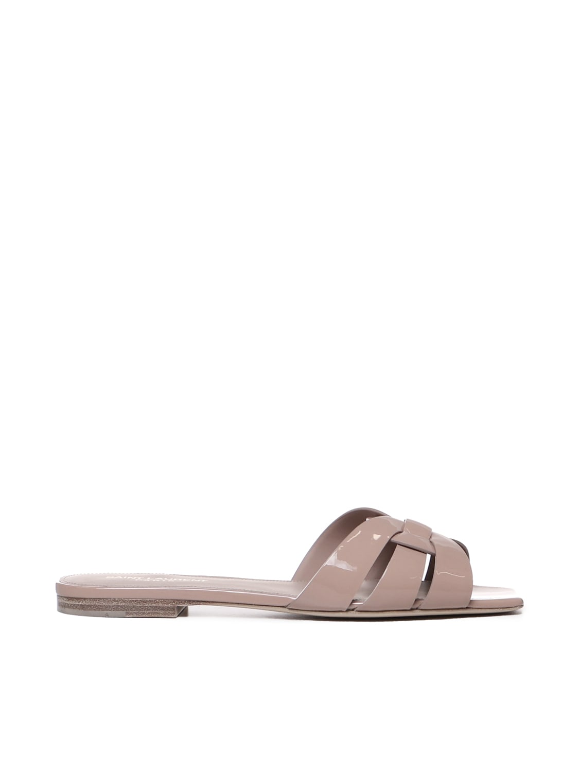 Shop Saint Laurent Nu Pieds 05 Strappy Beige Rosé Patent Leather Sandals In Nude