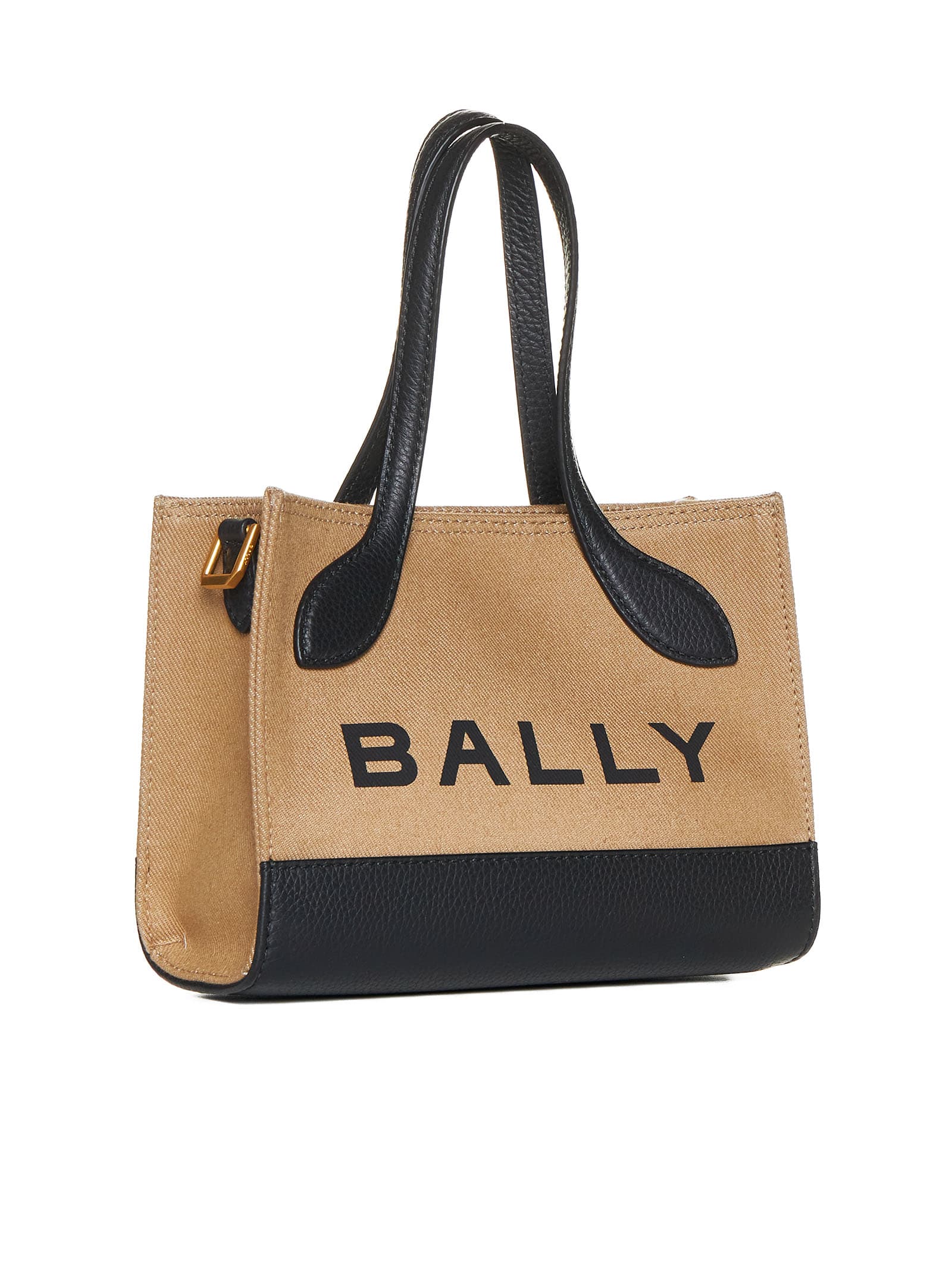 Shop Bally Tote In Sand/black+oro