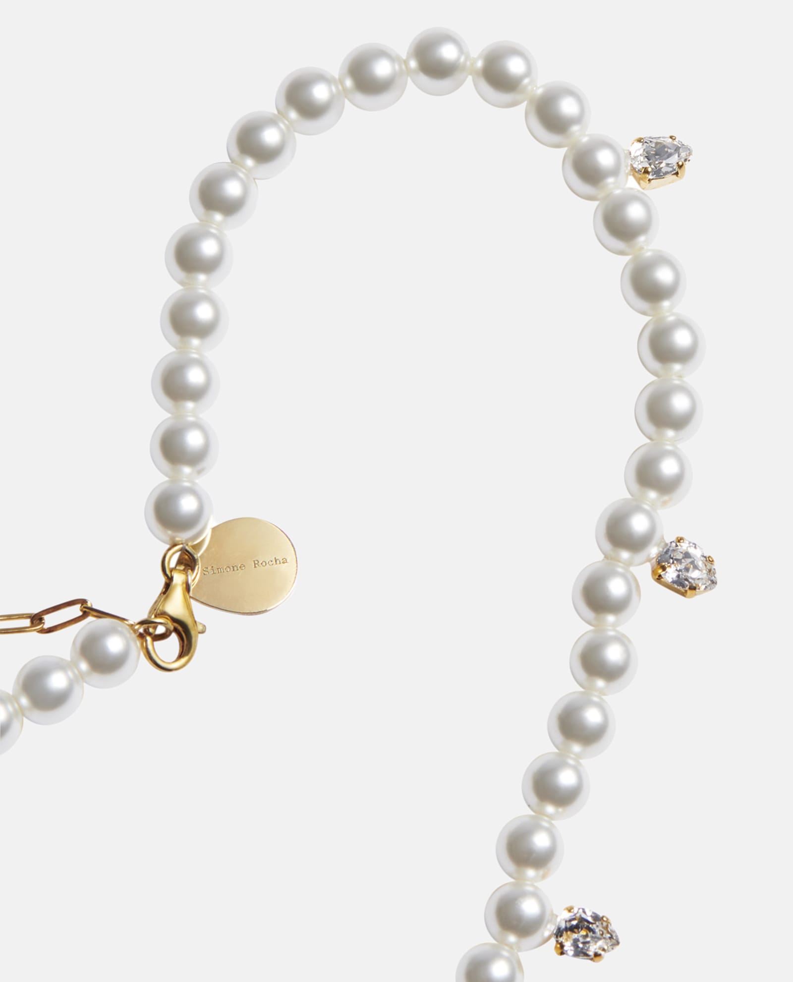 Shop Simone Rocha Pearl &amp; Crystal Dagger Choker Necklace In White