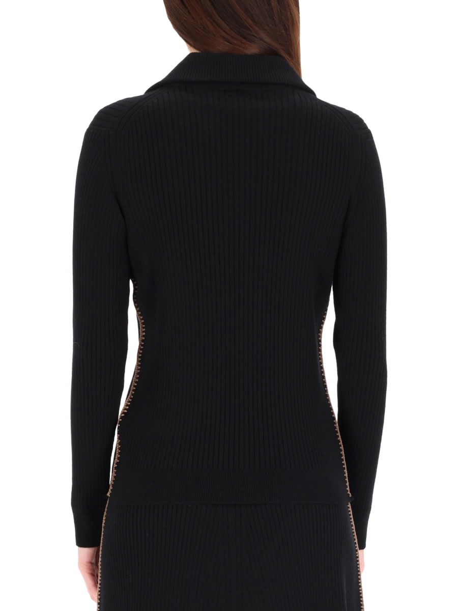 Paul Smith Midi Knitwear With Side Zipper And V Neck In Black