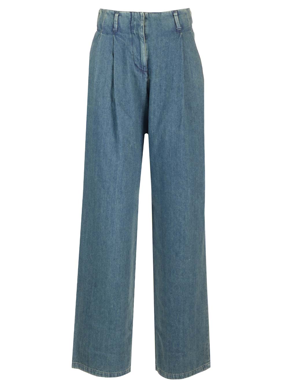 Shop Golden Goose Pleated Jeans In Blue