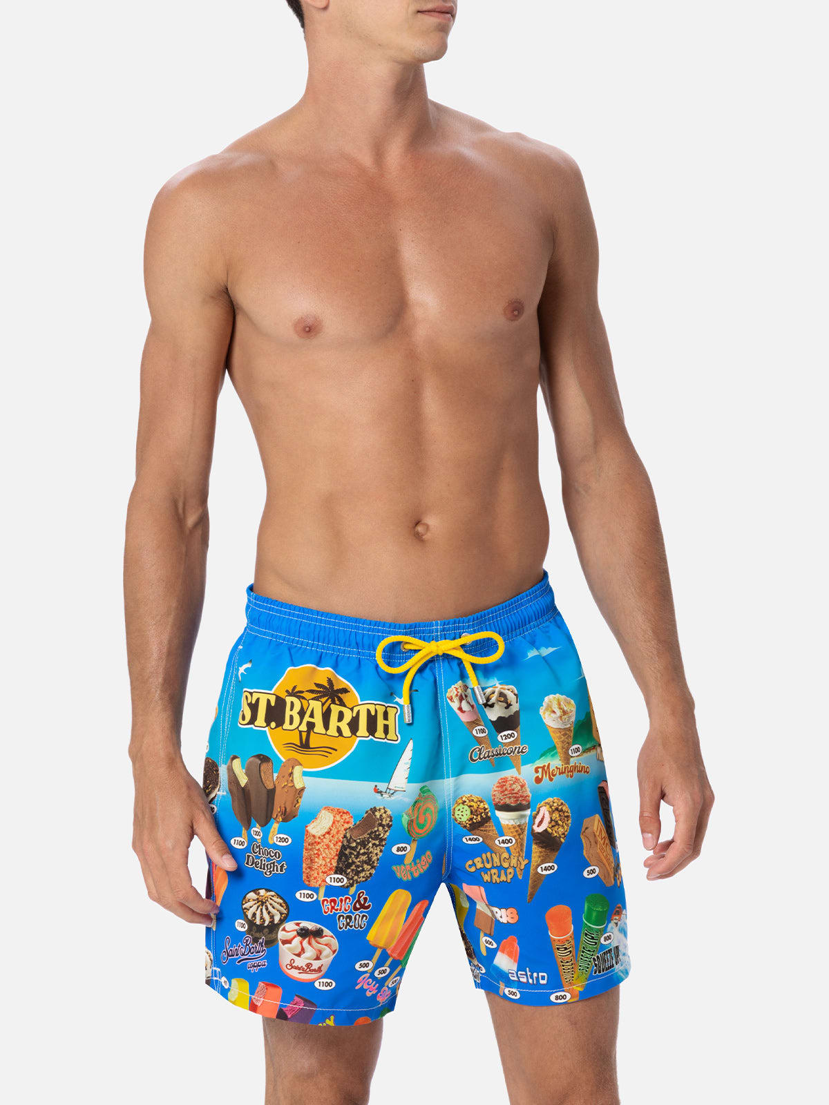 Mc2 Saint Barth Gustavia Placed Swim Shorts In White