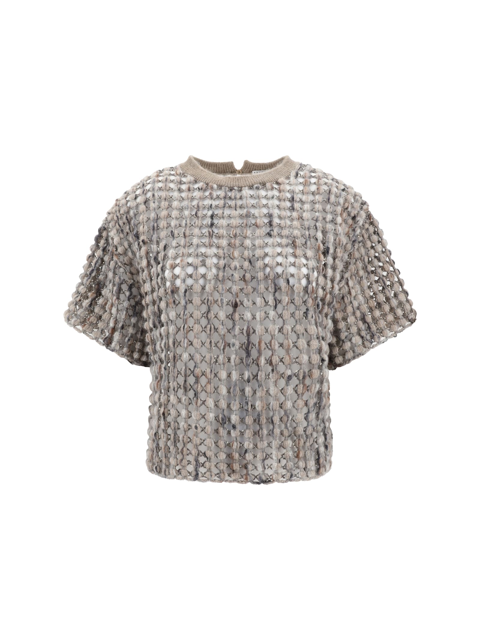 Brunello Cucinelli Sparkling Short Sleeve Knitwear In Gray
