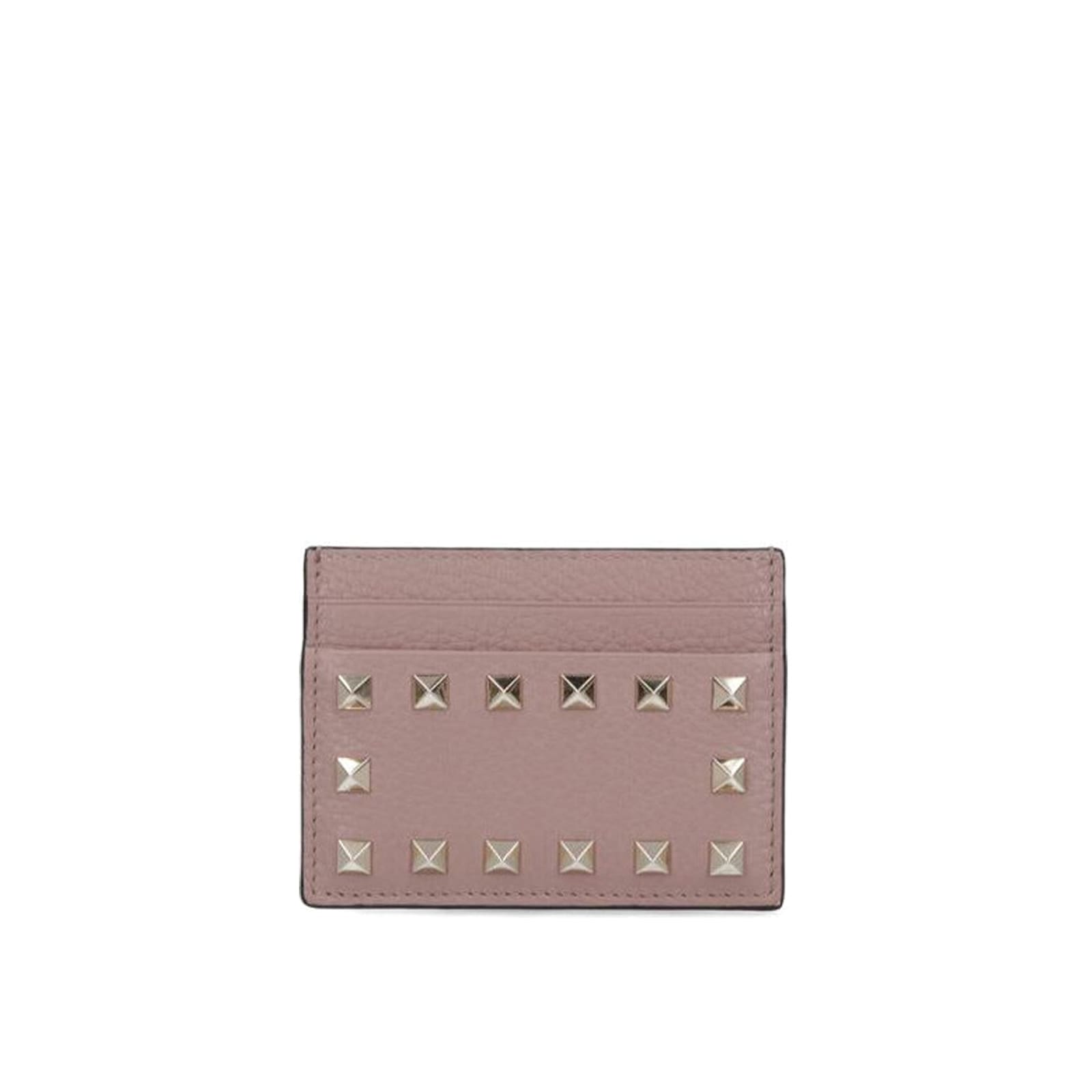 Shop Valentino Garavani Rockstud Card Case In Beige