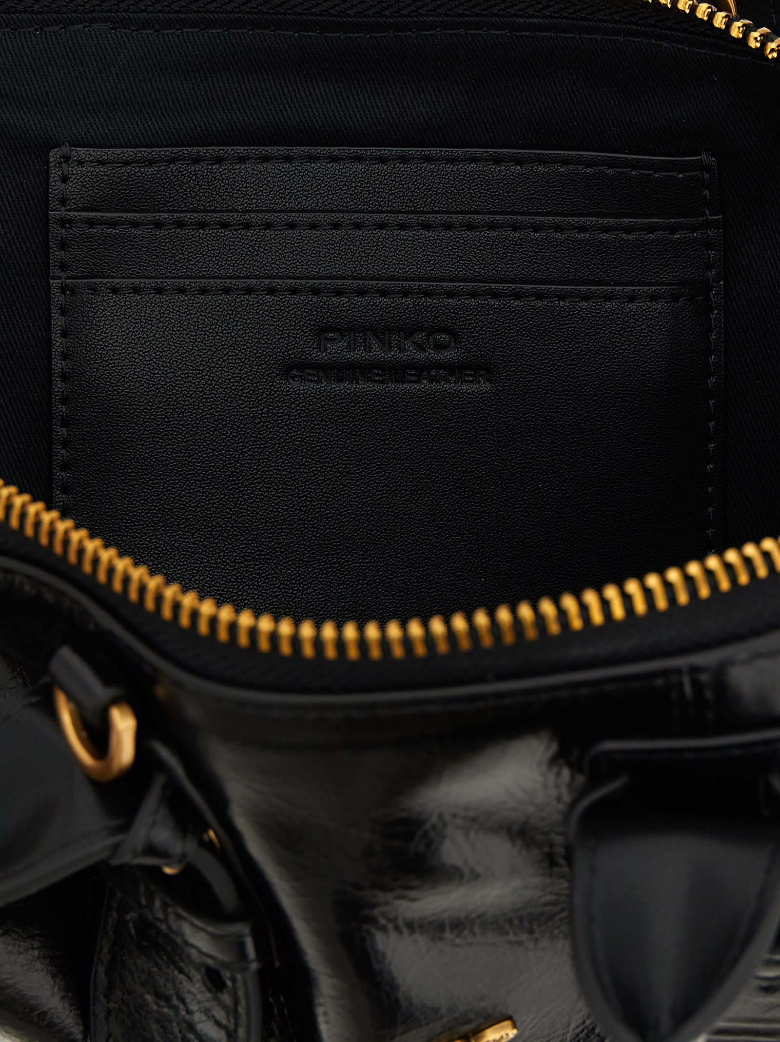 Pinko Escape Bag Baguette Small Handbag In Patent-effect Leather In Black