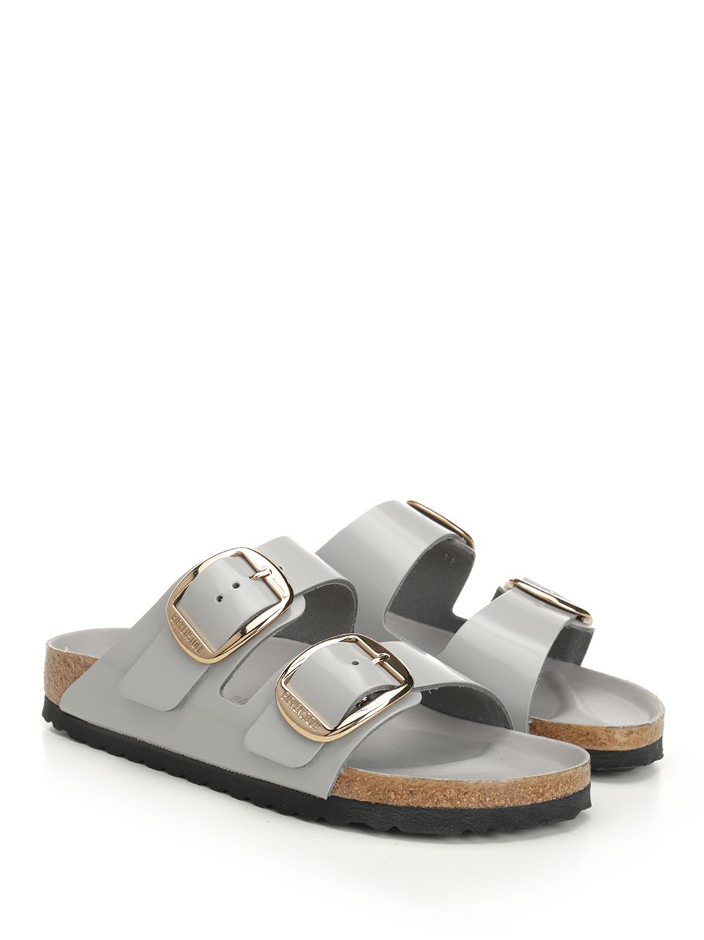 Birkenstock Arizona Big Buckle High Shine Sandals Stone Coin In Grey