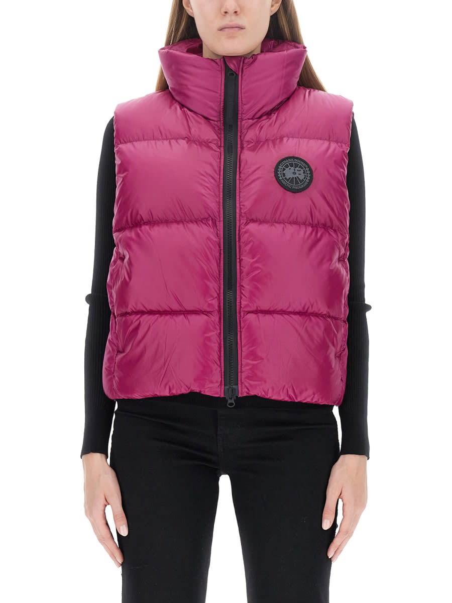 Shop Canada Goose Cypress Down Vest With Logo In Fuchsia